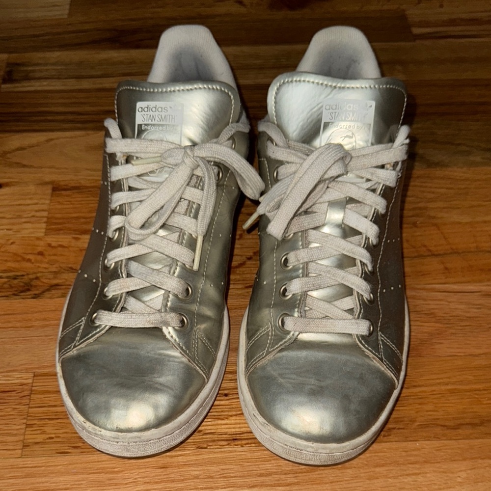 Adidas Metallic Silver Stan Smith Sneakers unisex men’s women’s sz 11 shoes